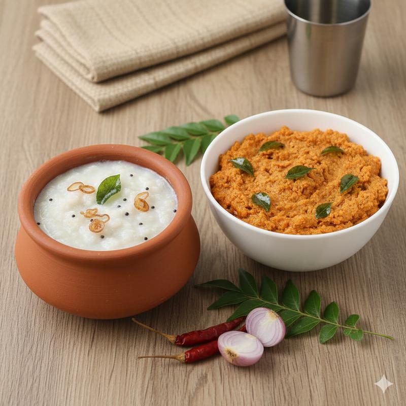 Pazhan Kanji + kolar chutney