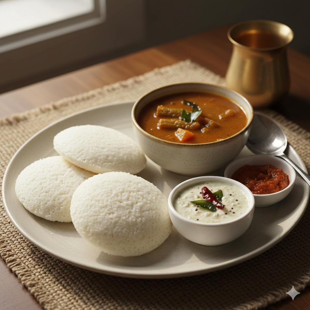 Idly + Sambhar + Chutney