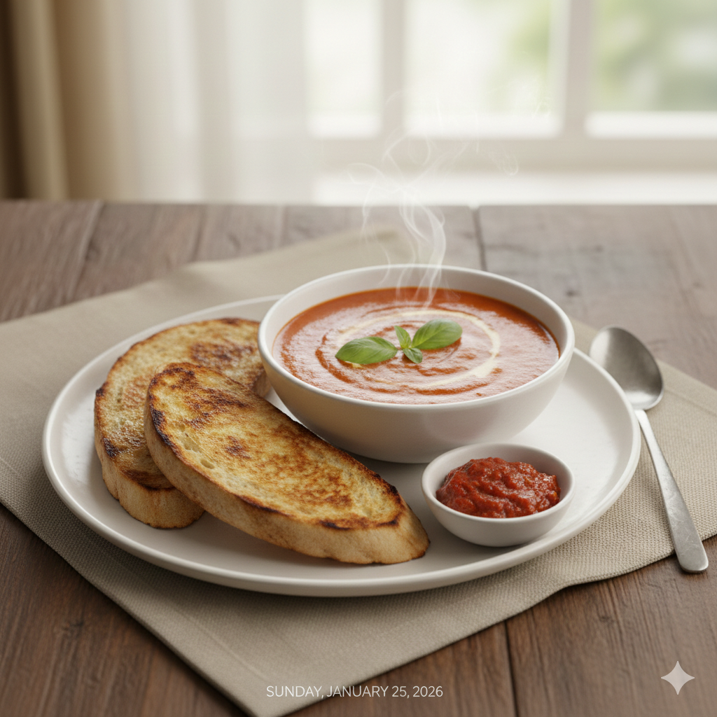 Bread toast and Tomato soup