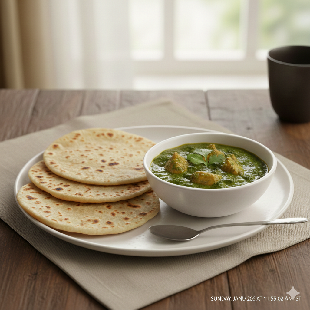 Chapathi + Palak Paneer