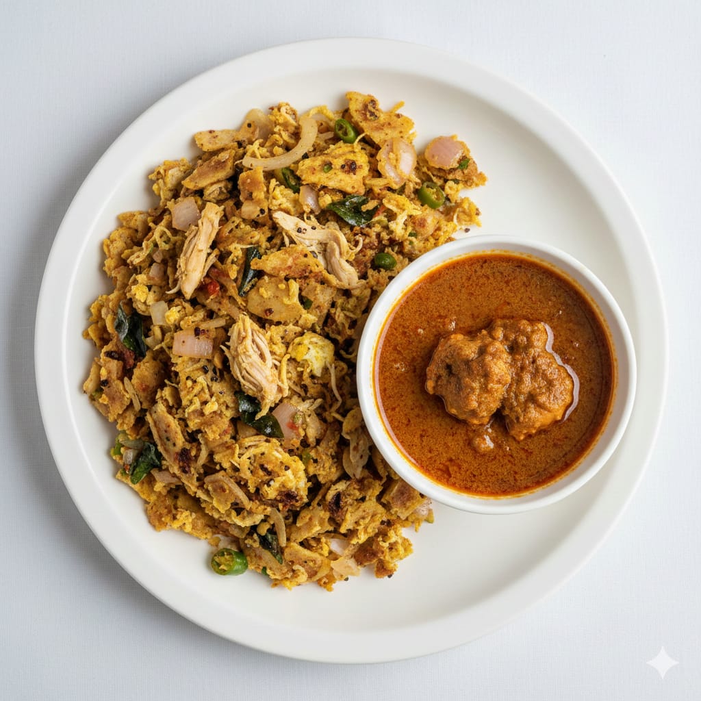 Chicken kothu parotta + Chicken Salna