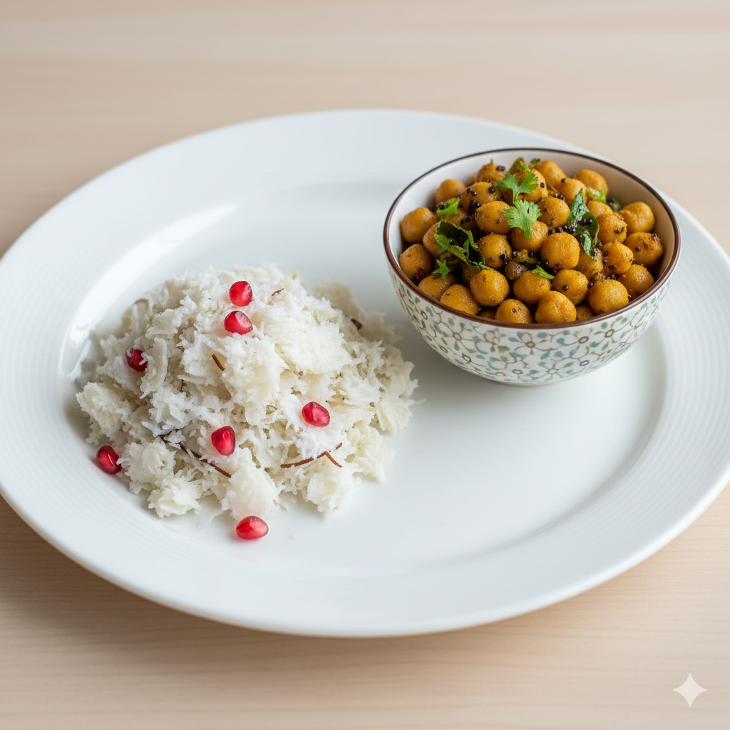 Aval coconut + channa bowl