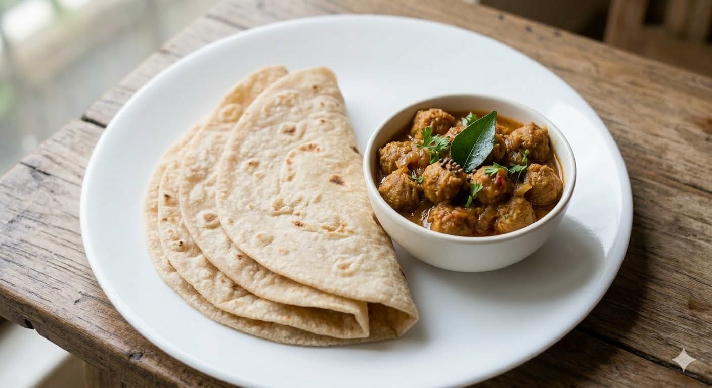 Chapathi and Soya Chunks Masala