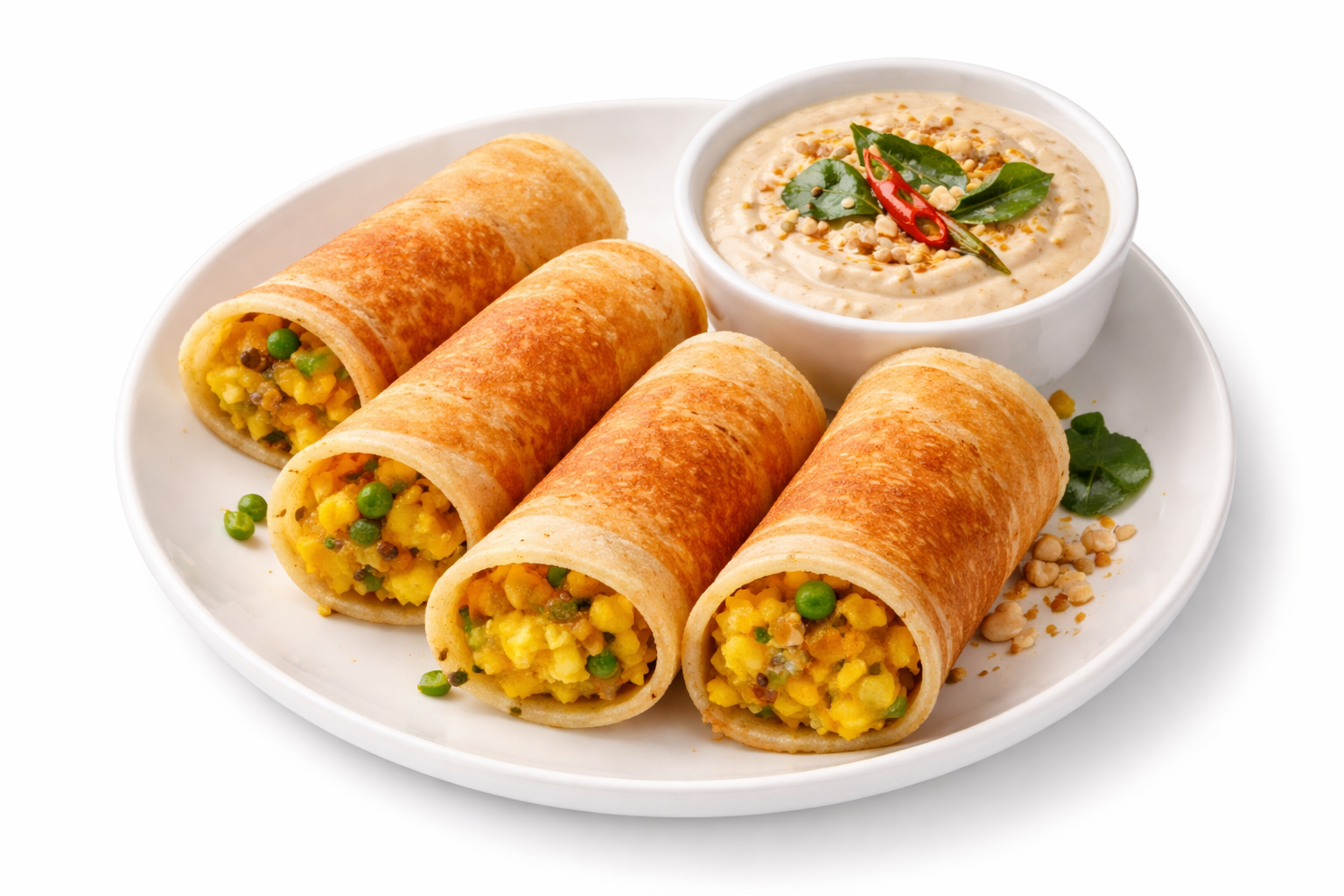 Mini Masala Dosa and Peanut Chutney