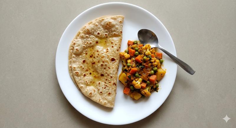 Butter Chapathi + Mixed Veg Sabzi