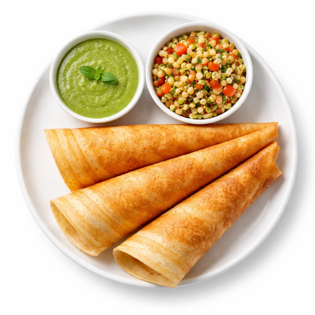 ABC Dosa + Mint Chutney + Sprouts Salad