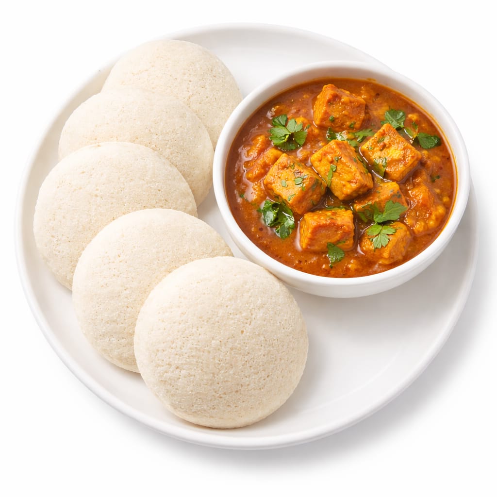 Idly + saiva meen curry