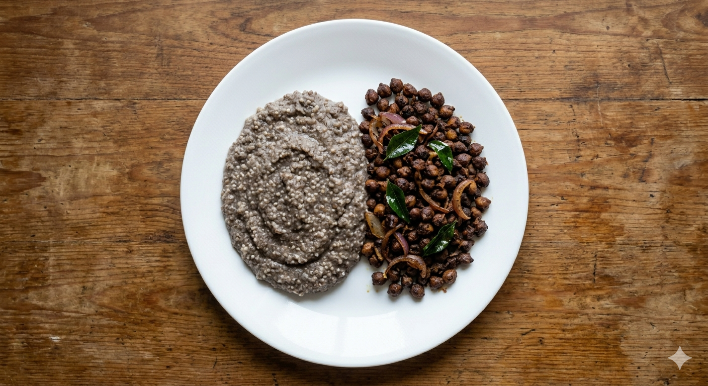 kambu koozhu + Black channa roast