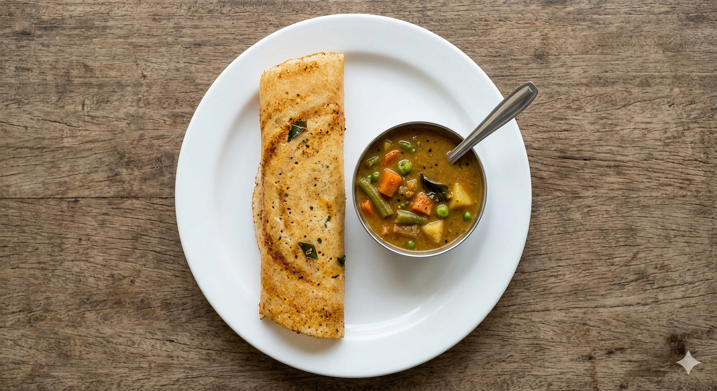 Chicken kari dosa + Veg Salna