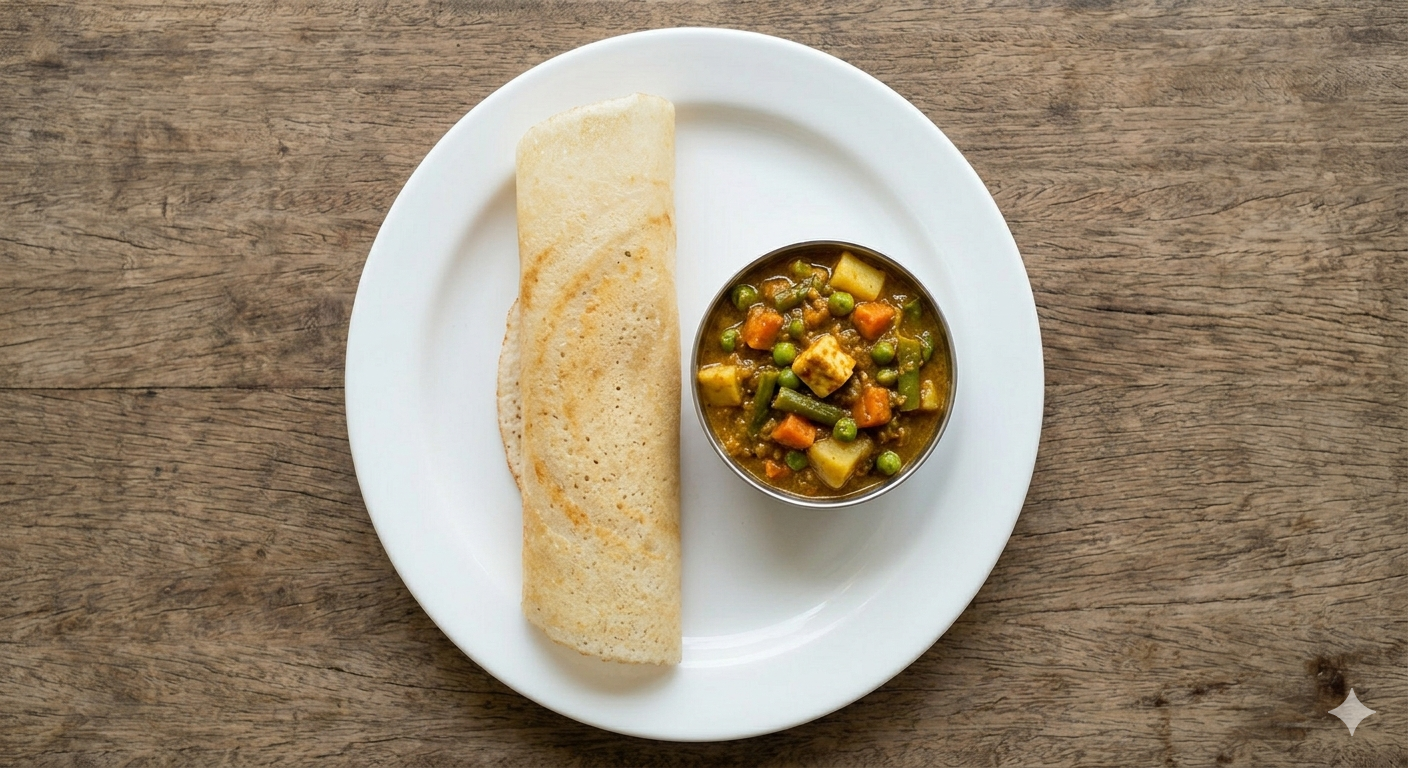 Veg curry dosa