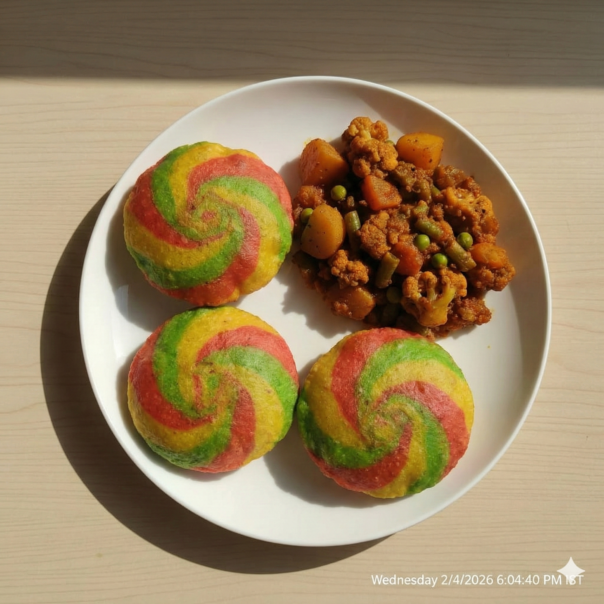 Rainbow Poori + Mixed Veg Sabzi
