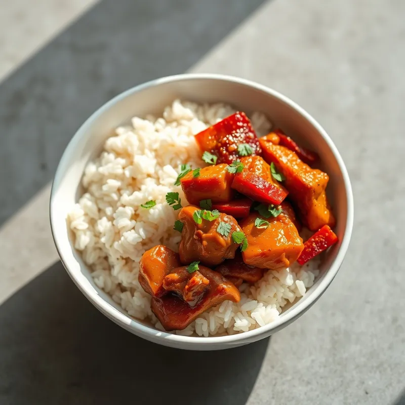 Pepper chicken rice bowl