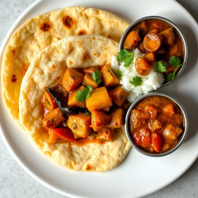 Chapathi + Vegetable Kadhai Masala + Brinjal Chutney