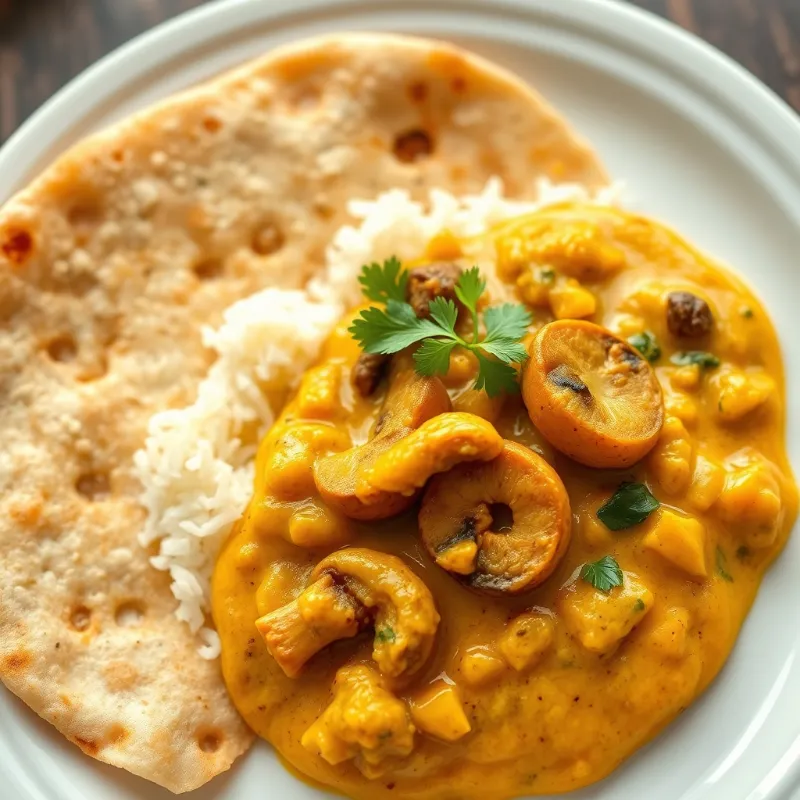 Chapathi + Mushroom Yellow Coconut Curry