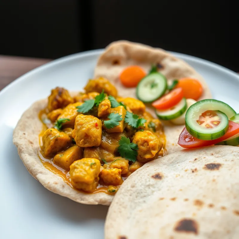 Gobi butter masala + Wheat Parotta + Cucumber & Tomato Salad