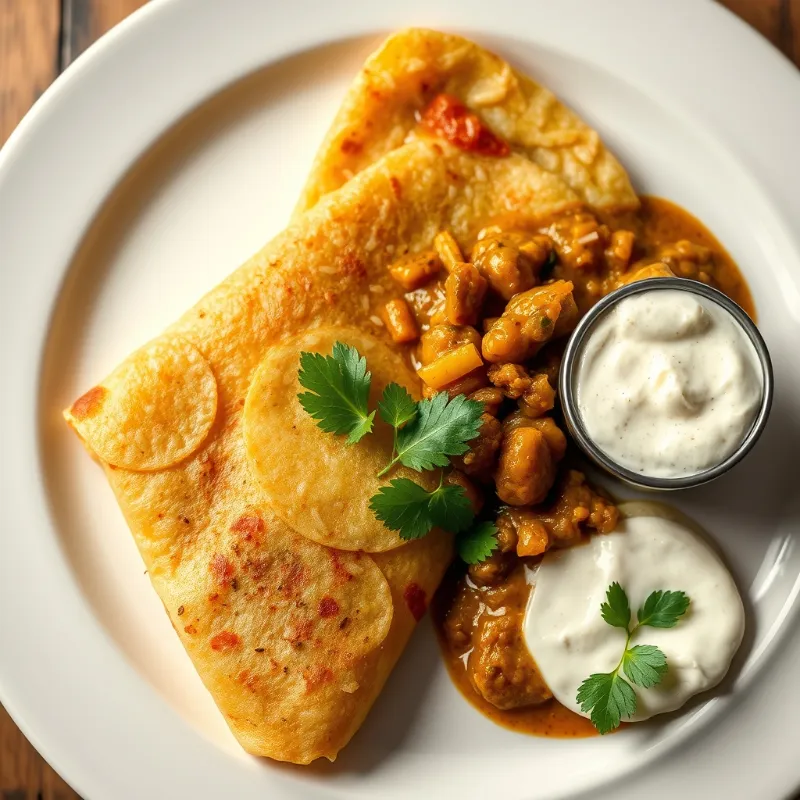 Masala Dosa + Kadala Curry + Coconut Chutney
