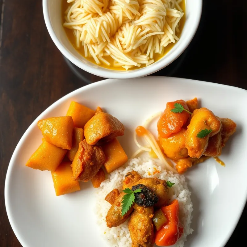 chow chow kootu + Chicken Chukka + Vegetable satti soru