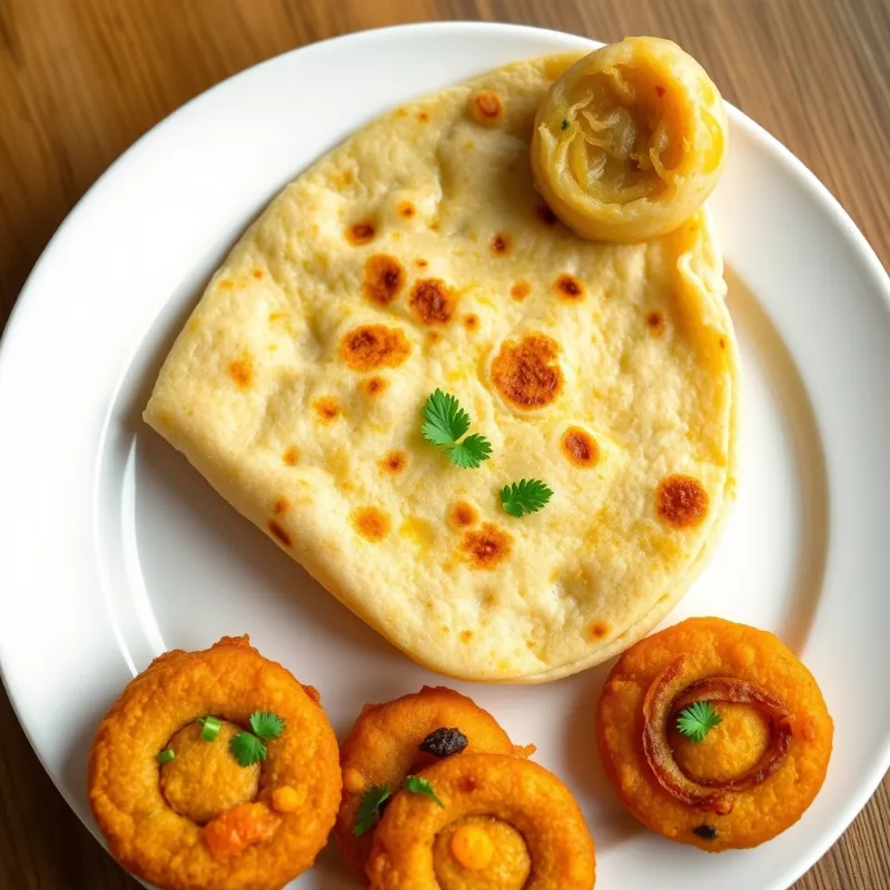 Chapathi + Veg Paaya + Onion Fritters
