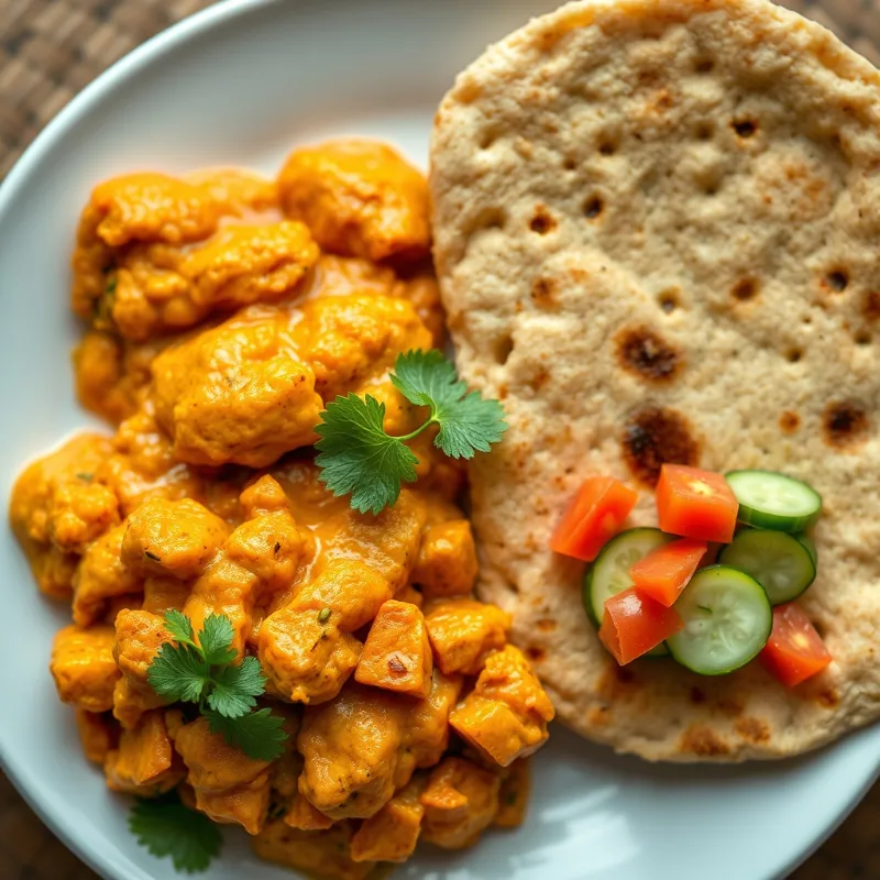 Babycorn Butter Masala + Wheat Parotta + Cucumber & Tomato Salad