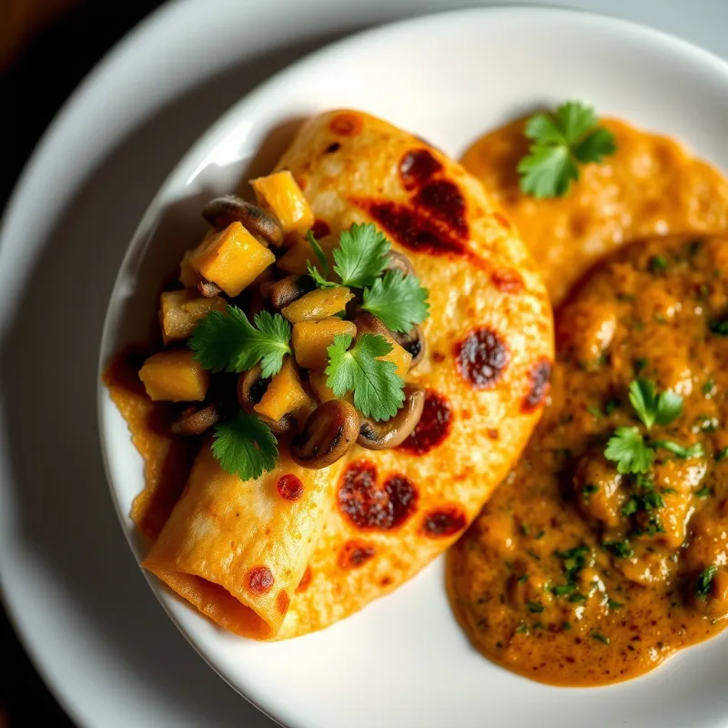 Raggi dosa + Mushroom Pepper Masala + Gongura Chutney