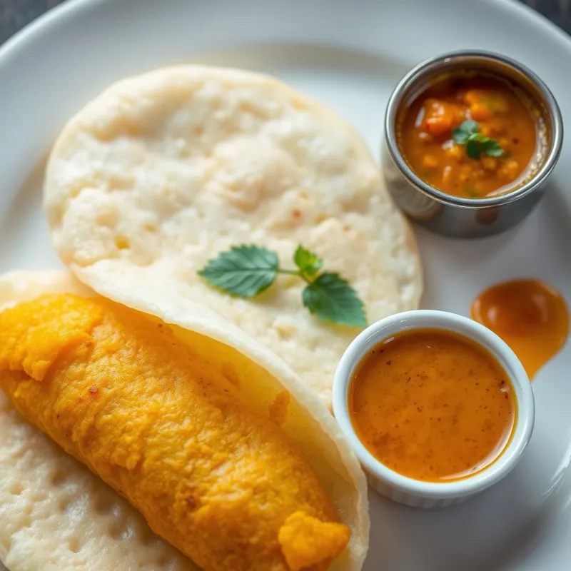 Kal Appam + Pumpkin Sambar + Garlic Chutney