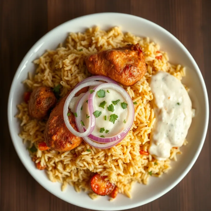 Hyderabadi Chicken Briyani + Onion Raita