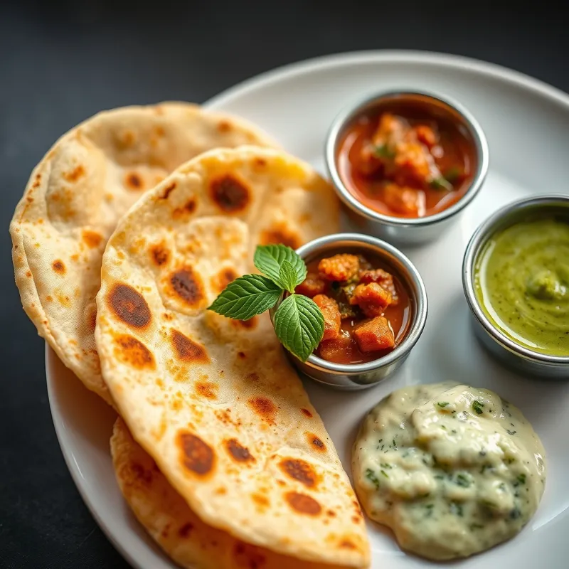 Chapathi + Chawli Kolambu + Mint Chutney