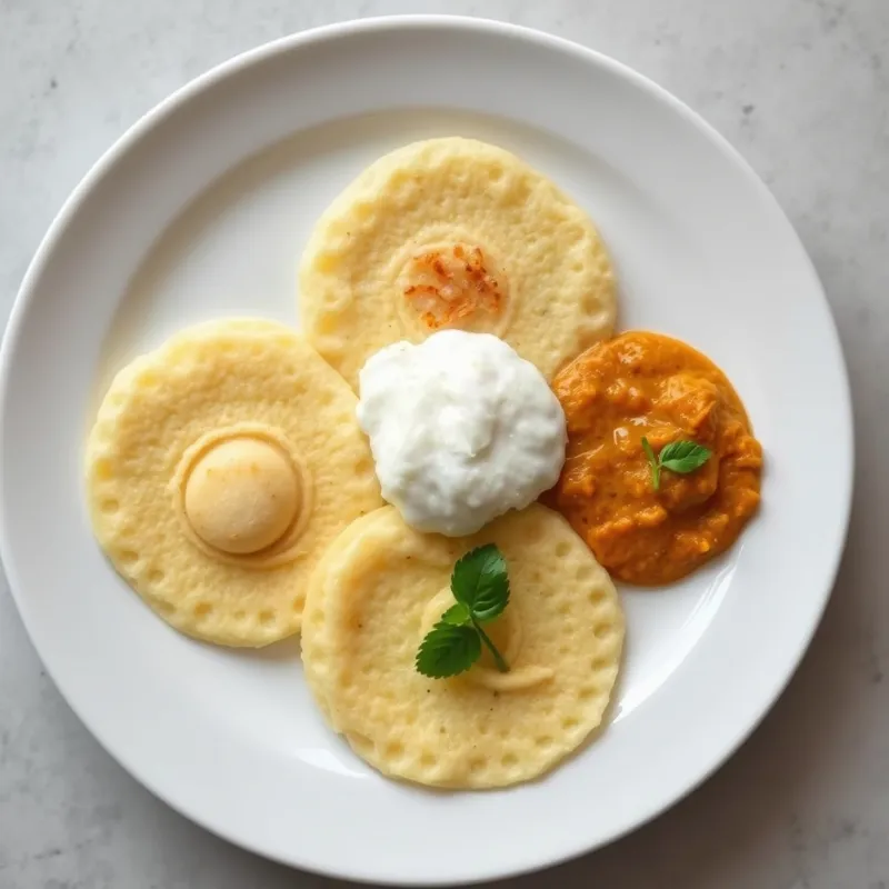 Plain Uthappam + Pumpkin Sambar + Coconut Chutney