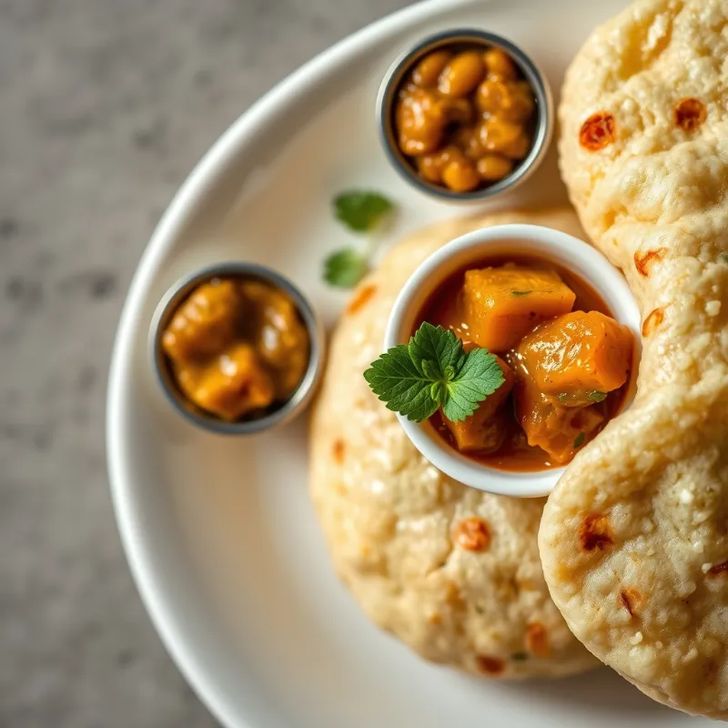 Poori + Aloo Baaji + channa bowl + Mint Chutney