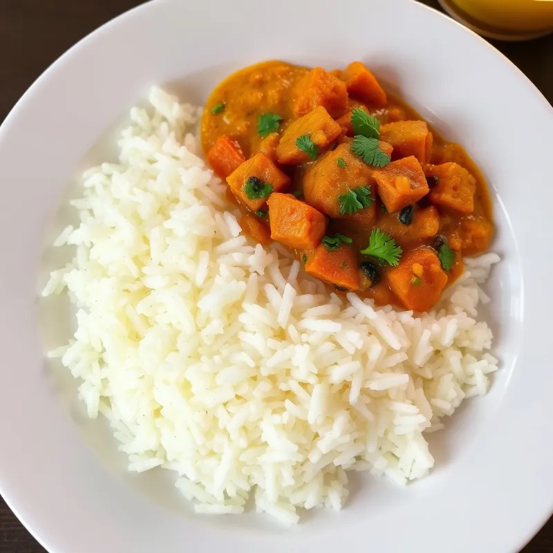 Coconut Rice + Vegetable Butter Masala + Pumpkin Pachadi