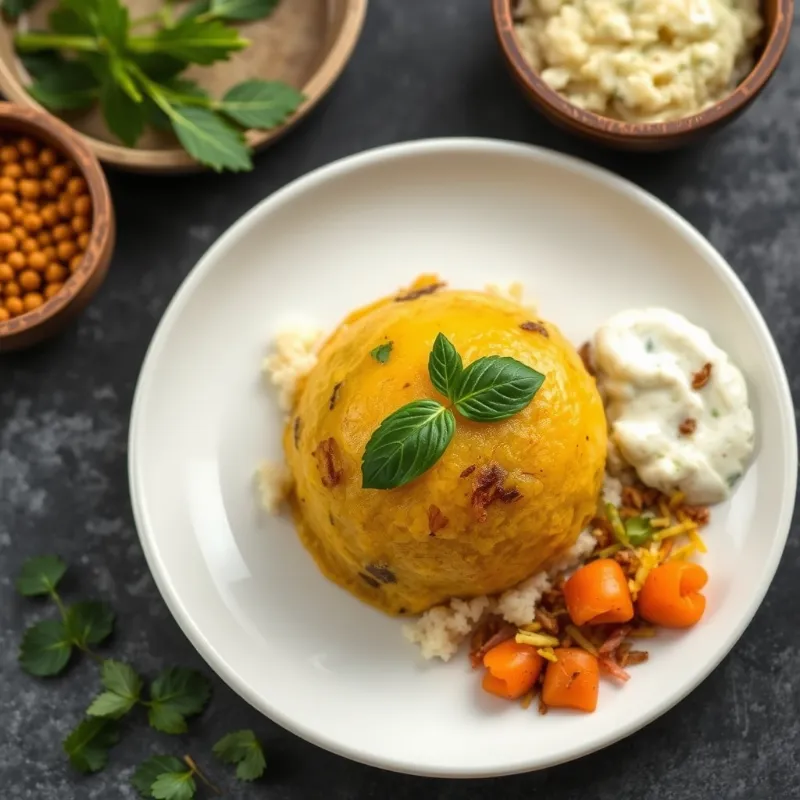 curry leaf Pongal + Gotsu + Coconut Chutney