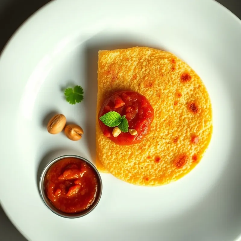 Ghee Podi Dosa + peanut chat + Red Chutney