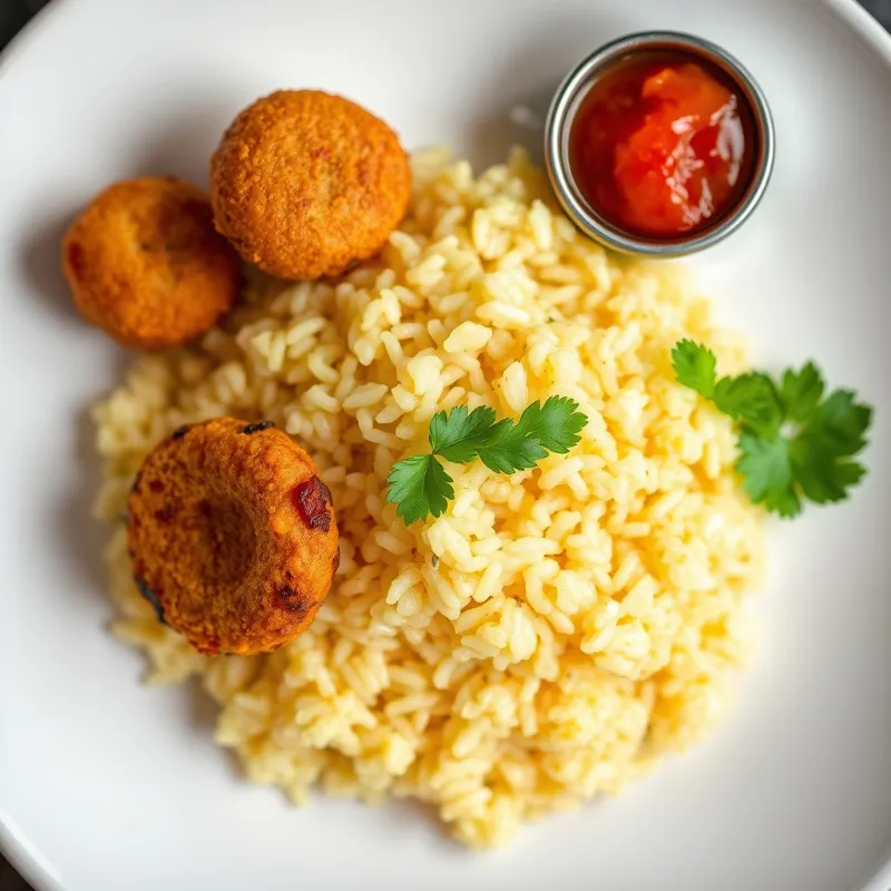 Rava Upma + Onion Fritters + Tomato Chutney