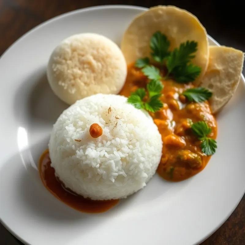 Coconut Puttu + Pacha Paraya Curry + Papadam
