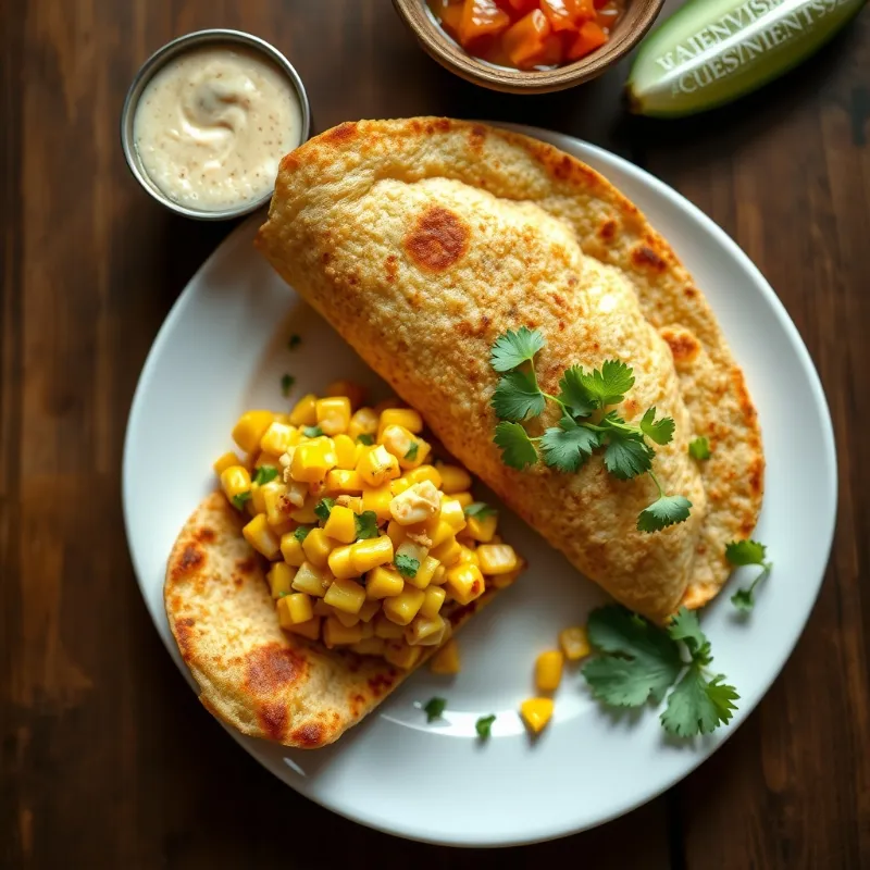 DOSA + Sweet Corn Chaat + Peanut Chutney