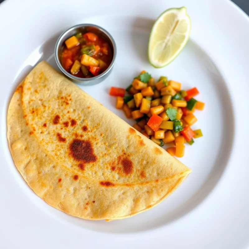 keerai dosa + Mixed Veg Sabzi + Red Chutney