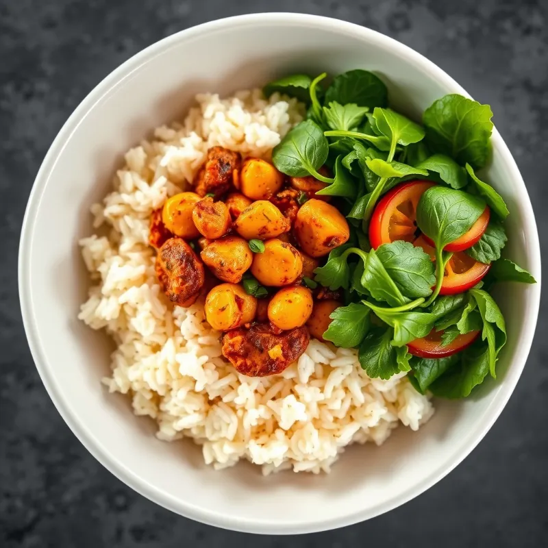 Pepper Panneer rice bowl + Green Salad