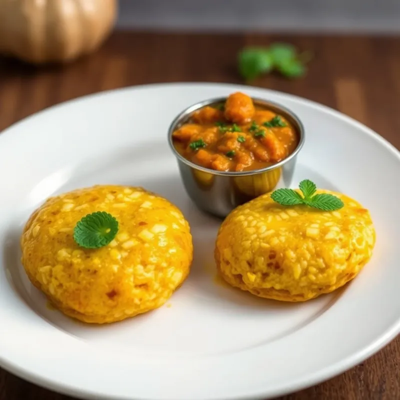 Ghee Podi Idly + Pumpkin Sambar + Mint Chutney